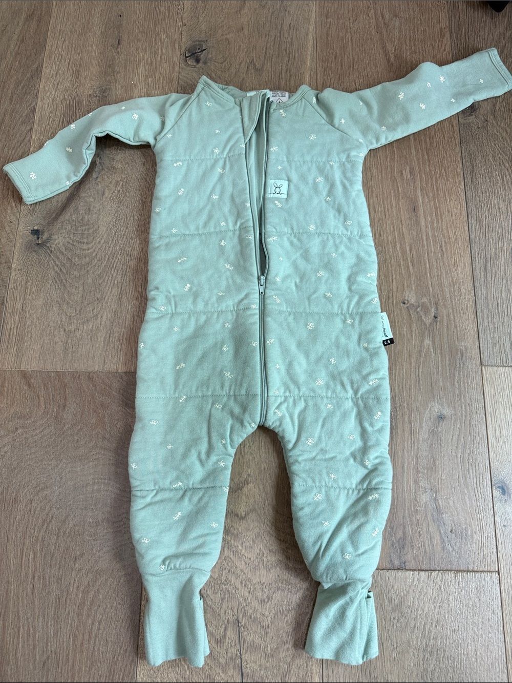 Ergopouch Australia Sage Green Quilted Baby Footie One-Piece tog 2.5
